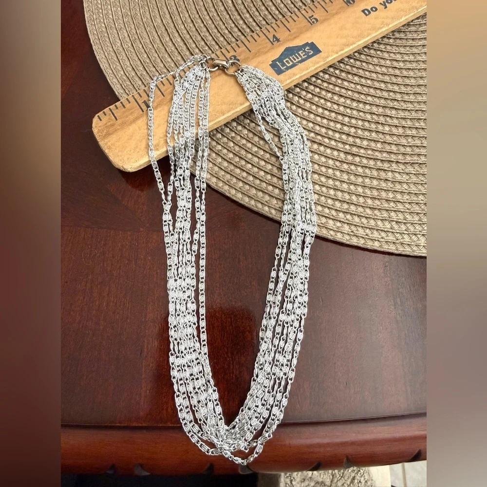 Sarah Conv Multi Strand Silver Tone Necklace - Picture 2 of 5
